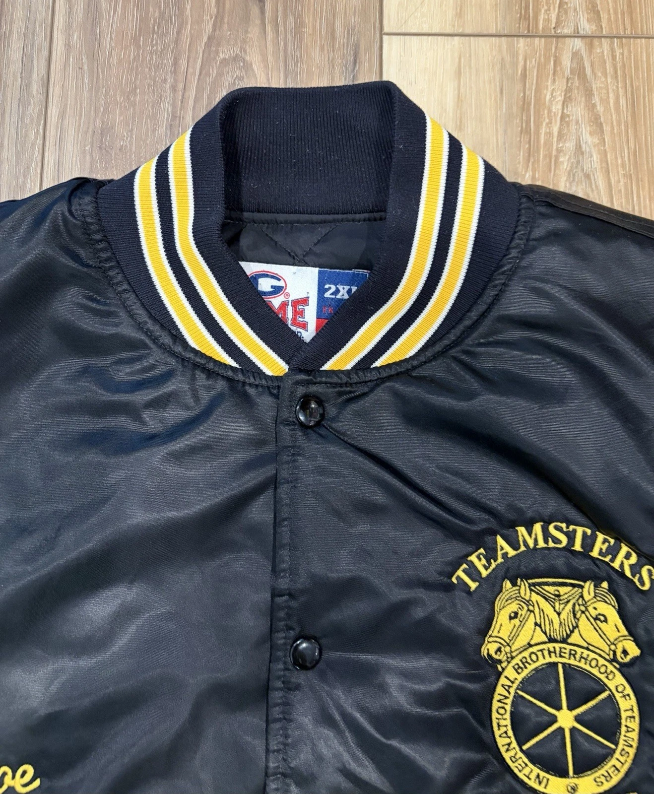 Vtg 90s Teamsters Local 107 Philly Satin Bomber Jacket 2XL Game Sportswear - product detail image 9