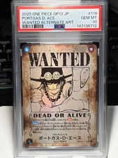 One Piece Portgas D Ace PSA10 Wanted Poster Card Trading Card Rare ONLY