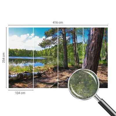 Vliestapete Wandtapete Bildtapete Waldlandschaft Am See, Natürliche Ruhe