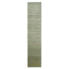 2'6"x12'2" Brown Contemporary Design Hand Knotted Silk Textured Wool Runner Rug
