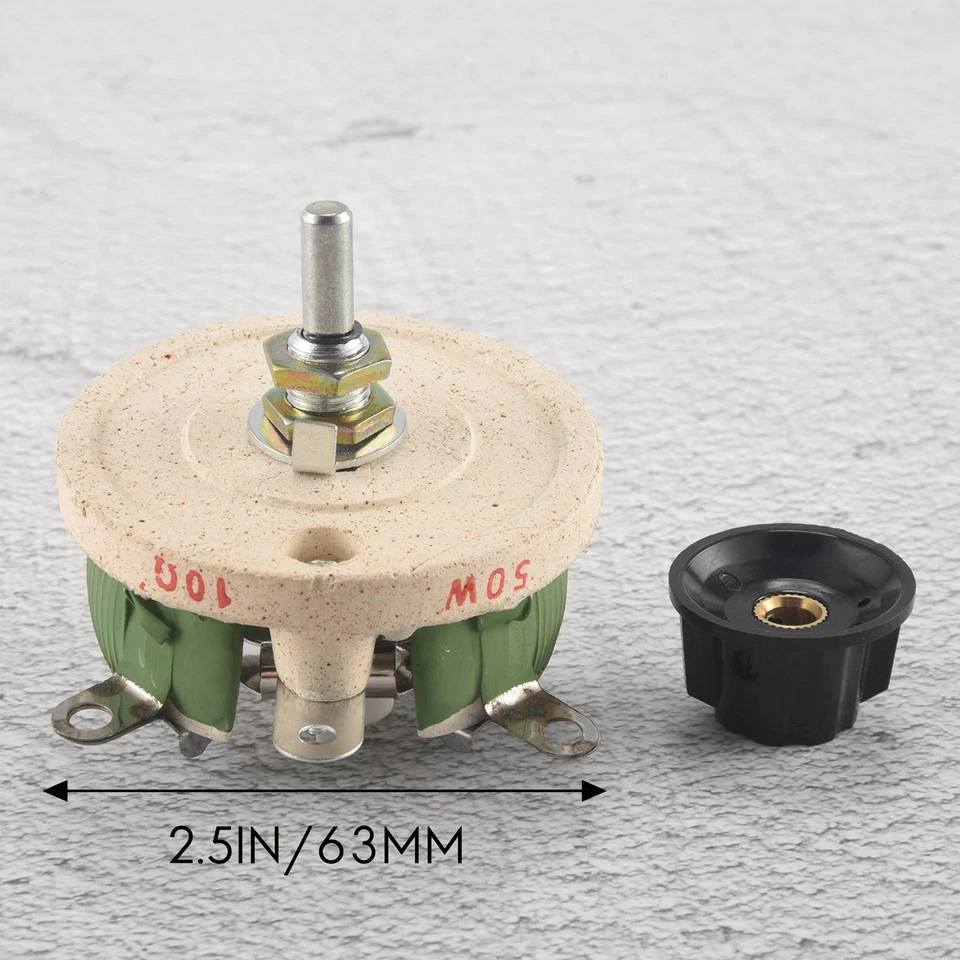 50W 10 Ohm Keramik Potentiometer Variable Taper Poti Widerstand Rheostat R2R59145 - Bild 2 von 4