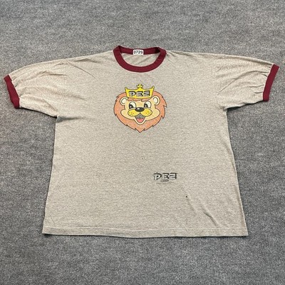 Vintage 1996 Stanley Desantis PEZ Candy Lion Ringer Shirt XL 24x27 Gray