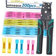 200PCS Heat Shrink Butt Connector with Crimping Tool 22-10AWG 200Pcs