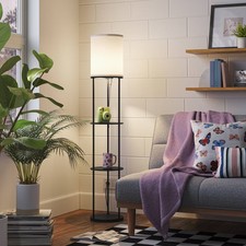 56"x11" Shelf Floor Lamp Black - Room Essentials: Modern Standing Lamp with