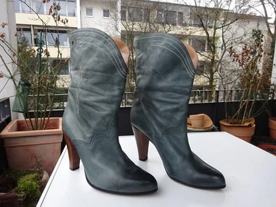 GOLDEN GOOSE Damen Premium Schuhe Stiefel Leder Hellblau-Taupe Italy Gr.41 TOP - Bild 1 von 4