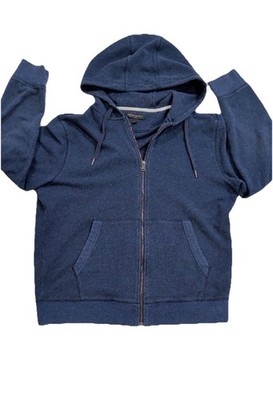 Banana Republic Ultra-Soft Waffle Men's Full Zip Hoodie Blue L Hood Pockets