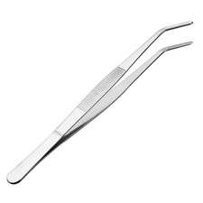 10-Inch Stainless Steel Tweezers with Curved Serrated Tip