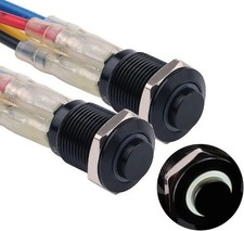 12mm Raised Head Metal Waterproof Momentary Push Button Switch Self Reset Black