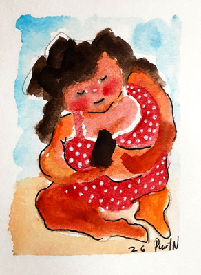   Original Abstrat Aquarell ACEO '' DELICIOUS OF THE SUMMER1'' signiert OOAK