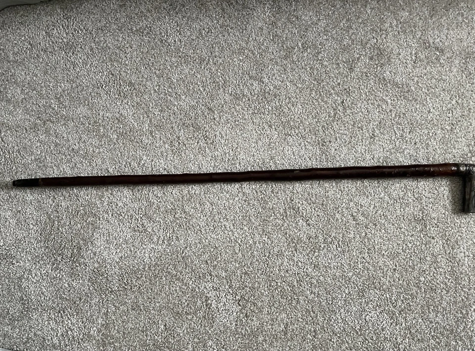 Bastón antiguo con mango de peltre Foto 3 de 4