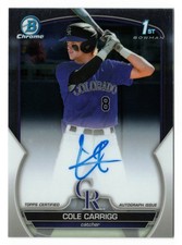 2023 Bowman Draft Cole Carrigg CDA-CC Chrome Prospect Autographs