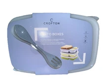 Crofton Bento Lunch Box with Compartments Reusable Container W/ Sporks SET OF 3