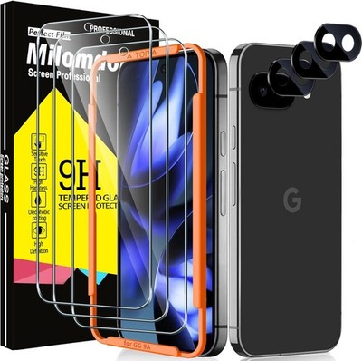 3PCS Tempered Glass & Camera Lens Protector for Google Pixel 9A Case Friendly