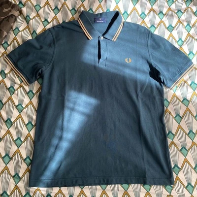 RARE Polo FRED PERRY M12 Indigo-Champagne, made in ENGLAND - size 44 - 111cm - Photo 1/4