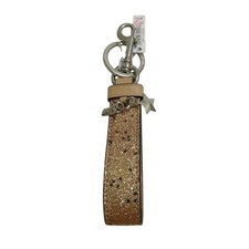 NEW COACH F39531 Gold Glitter Key Chain Ring Fob Keychain Keyring Bag Charms