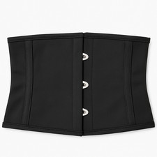 Women’s Corset Belt Waist Cincher – Steel Boned, Busk Closure, Lace-Up Back