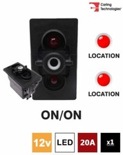 Carling 273.210 V-SERIES Rocker Switch Base 12V ON/ON DP 2xLED RED/RED
