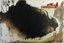 1967 DALI Original Signed Biblia Sacra Limited "Noah Pleases God" Framed COA