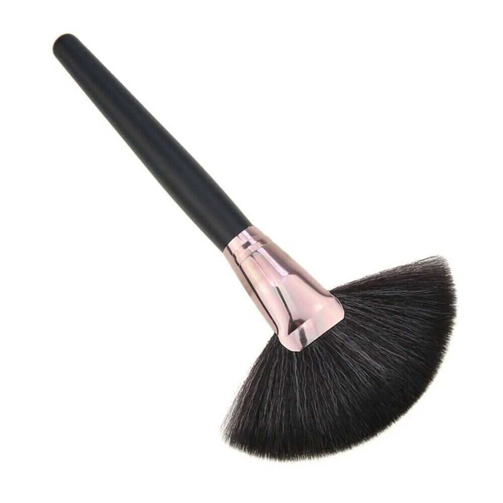 Professional Fan Brush Face Highlight Makeup Brush Contour Blending Black & Rose