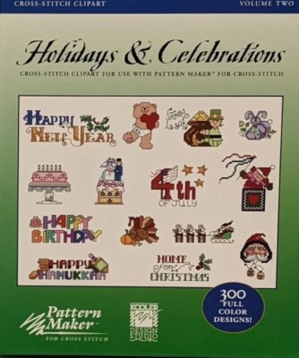 NOS HOBBY WARE PATTERN MAKER HOLIDAYS & CELEBRATIONS CROSS STITCH CLIPART CD-ROM