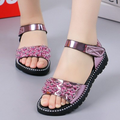 Sandalias de pedrería de verano para niñas, sandalias de princesa de charol  de | eBay