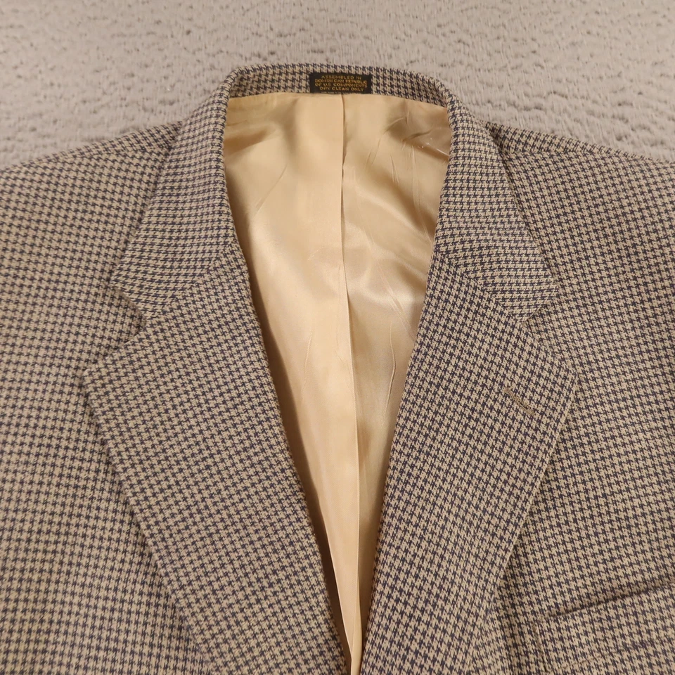 Chaqueta de Colección Hopsack XL Azul Beige Pata de Gallo Cuadros Lana Blazer Abrigo Deportivo 48L Foto 2 de 4