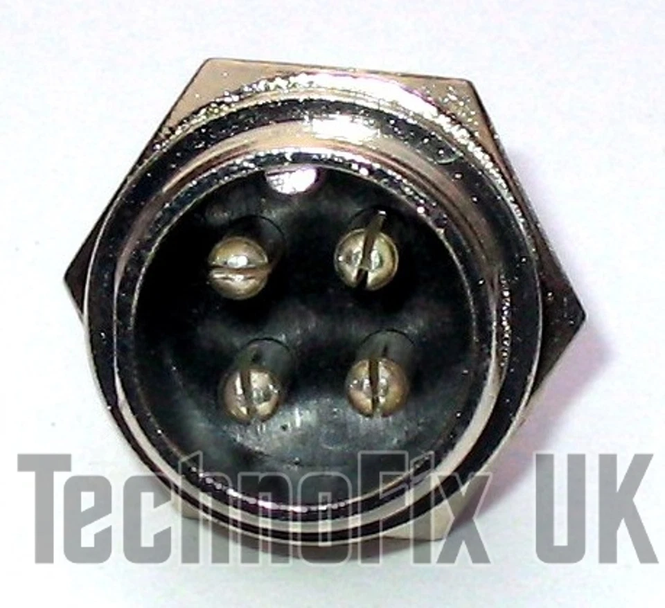 TECHNOFIX UK 4 pin microphone connector locking chassis panel socket mike (GX16-4)