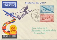 DDR 1957 Sonderflug der KLM zur Leipziger Frühjahrsmesse „LEIPZIG - AMSTERDAM"