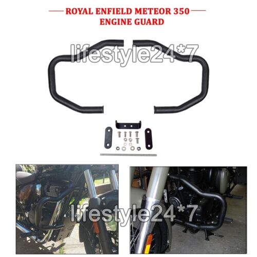 Royal Enfield "Quatrefoil Engine Guard Crash Bar Black" For Meteor 350cc - Picture 1 of 1