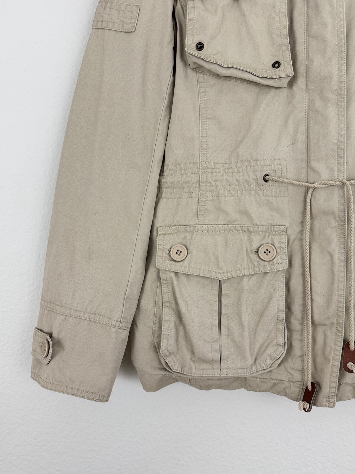 Zara Basic Jacket Utility Beige Pockets Women Sz … - image 5
