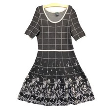 Gabby Skye Women's Sweater Dress Multi 36x44 Floral Short Sleeve Fit & Flare