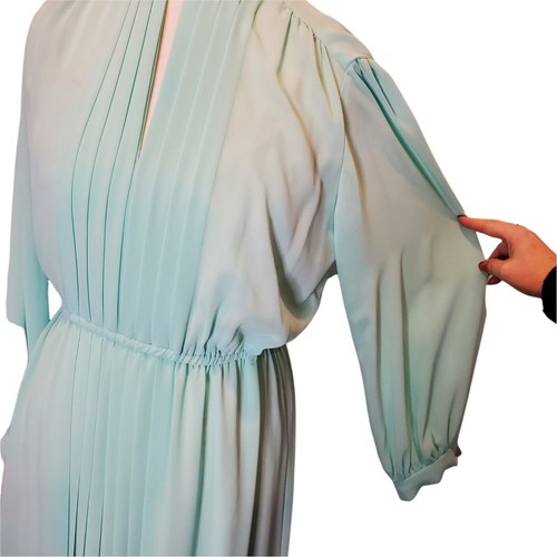 Abito maxi hostess trasparente verde menta Medium 8 10 manica lunga con slip vintage anni 70 - Foto 4 di 10
