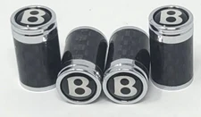 White "B" Logo on a Black Background Carbon Fiber Tire Valve Caps -Like Bentley