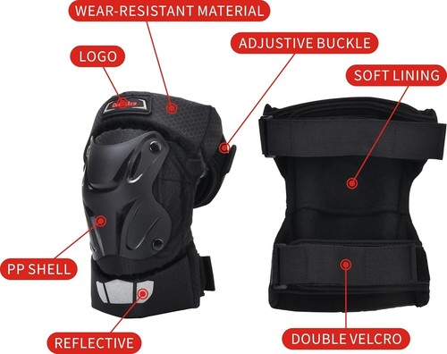 ® CAK Motorcycle Motocross Racing Knee Guards Pads Braces Protective Gear Black - Picture 4 of 8