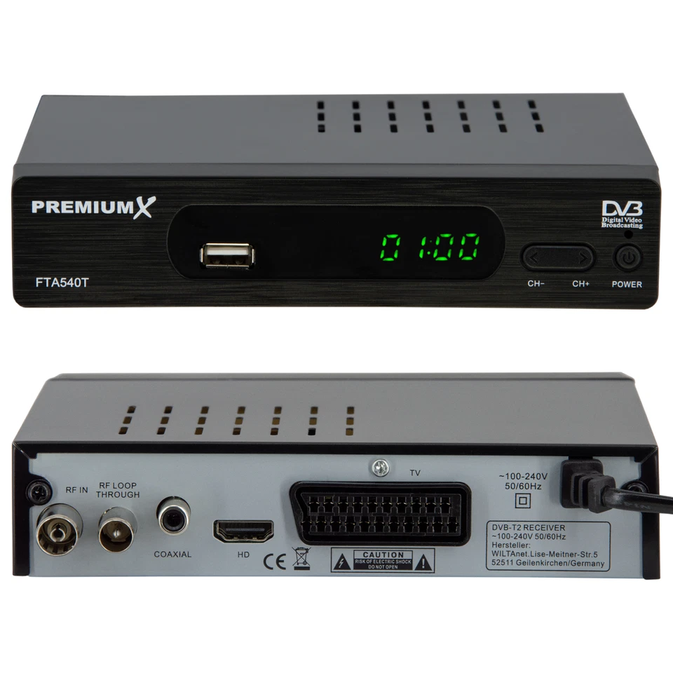 PremiumX FullHD Digitaler DVB-T2 terrestrischer TV Receiver USB SCART HDMI Kabel - Bild 3 von 4