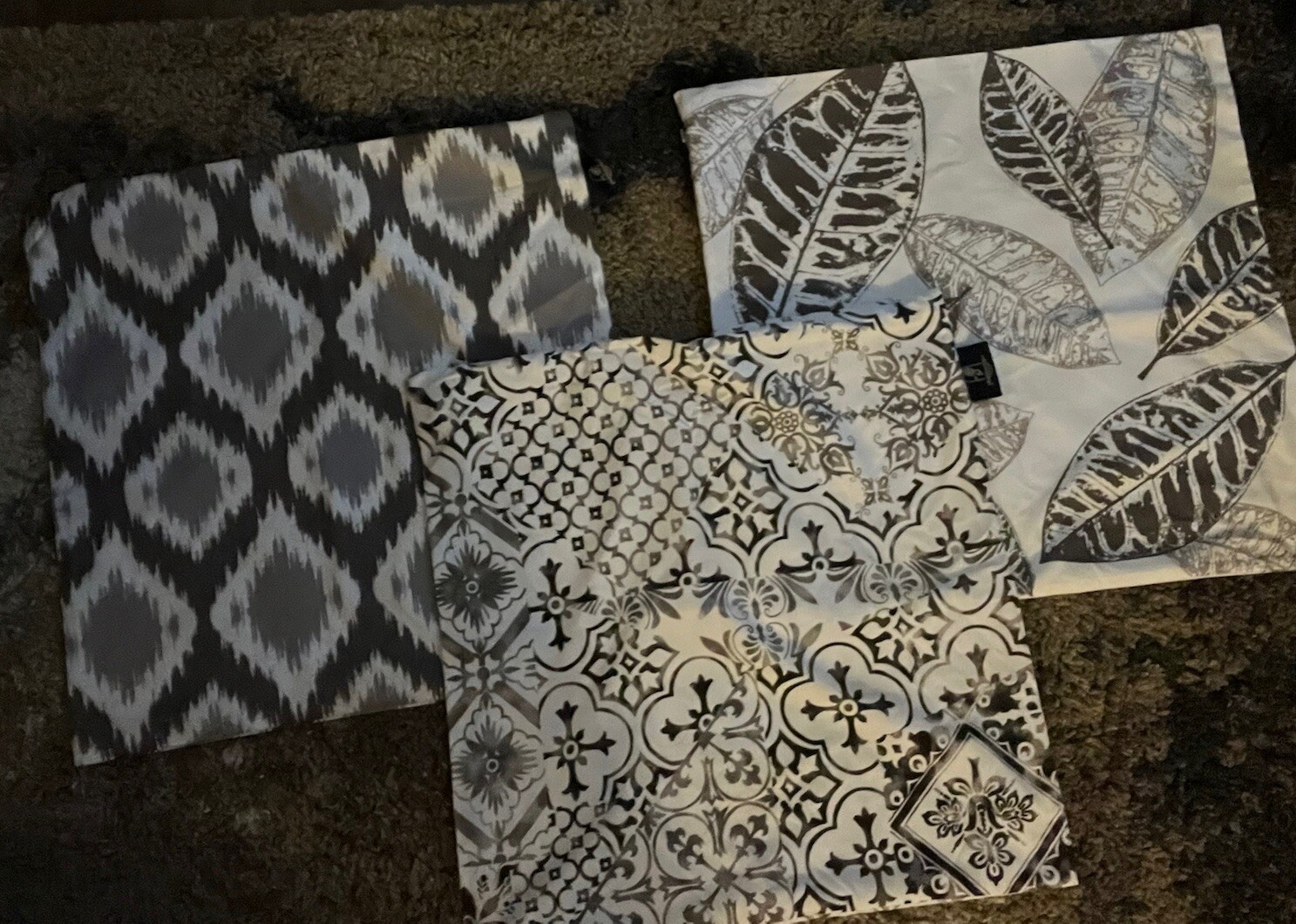 Throw Pillow Case Decorative Cover square Double Sided Set of 3 Gray/Whit-image