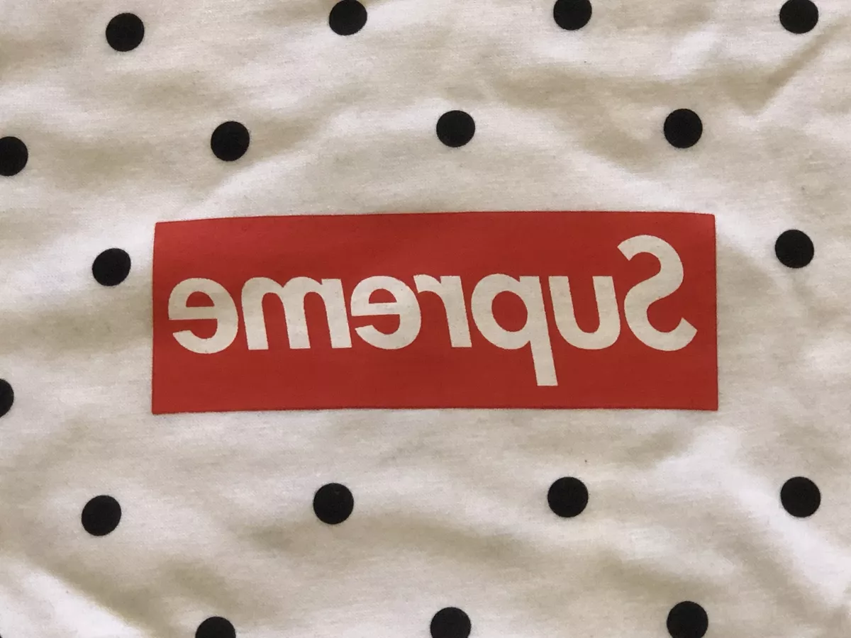 Supreme Comme des Garcons CDG Box Logo Polka Dots White L S/S 12