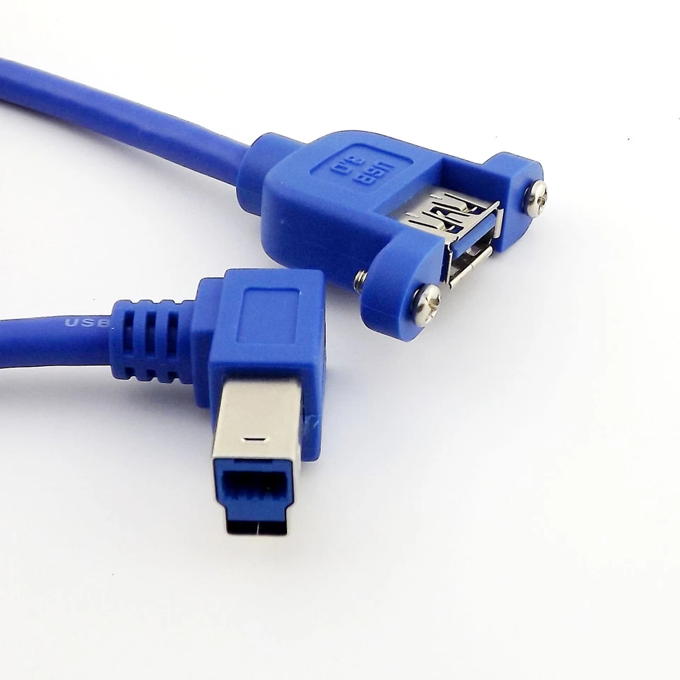 1FT USB 3.0 A Female Panel Mount to B Male Right Angled Printer Data Sync Cable - Image 2 of 4