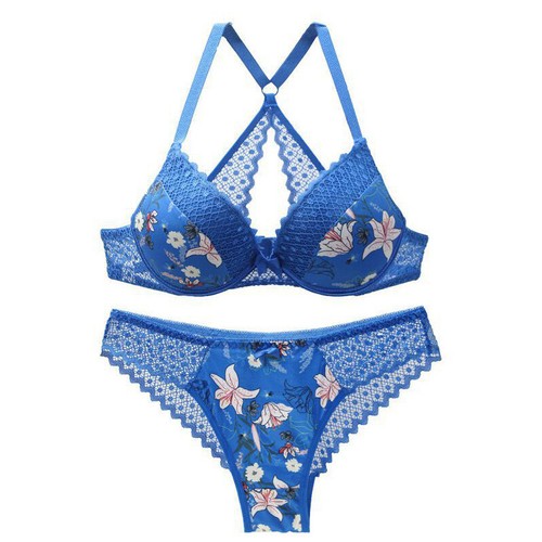 Women Bra or Bra Set Flower Printed Bras Underwired Lace Sexy Lingerie Underwear - Picture 12 of 43
