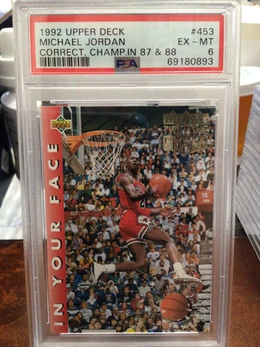 1992 Upper Deck #453 Michael Jordan Slam Dunk Champ Basketball Card PSA 6