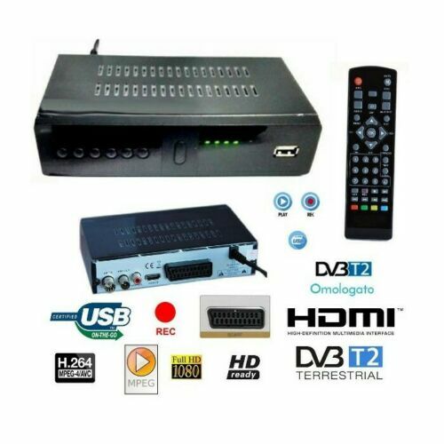 DECODER RICEVITORE DIGITALE TERRESTRE DVB-T2 T3 H265 USB SCART HDMI TELECOMANDO - Foto 1 di 1