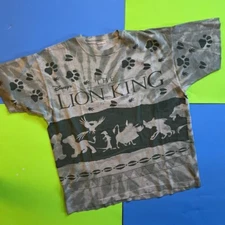 Vintage 90s Lion King Disney Simba Movie Promo Green Tie Dye Shirt Size XL