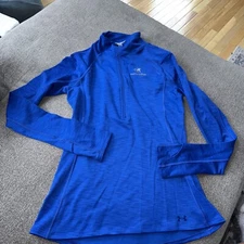 SmartPak Under Armour Cold Gear Women Blue Long Sleeve 1/4 Zip Horse Equestrian