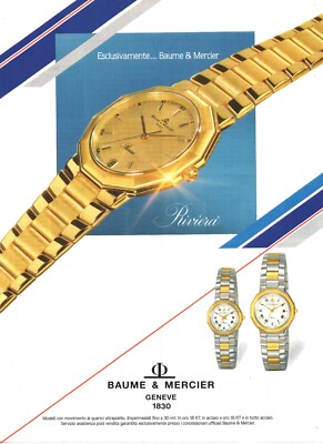 Baume & Mercier Riviera Gold Pubblicità 1988 italienische Zeitschrift Werbung 30x23