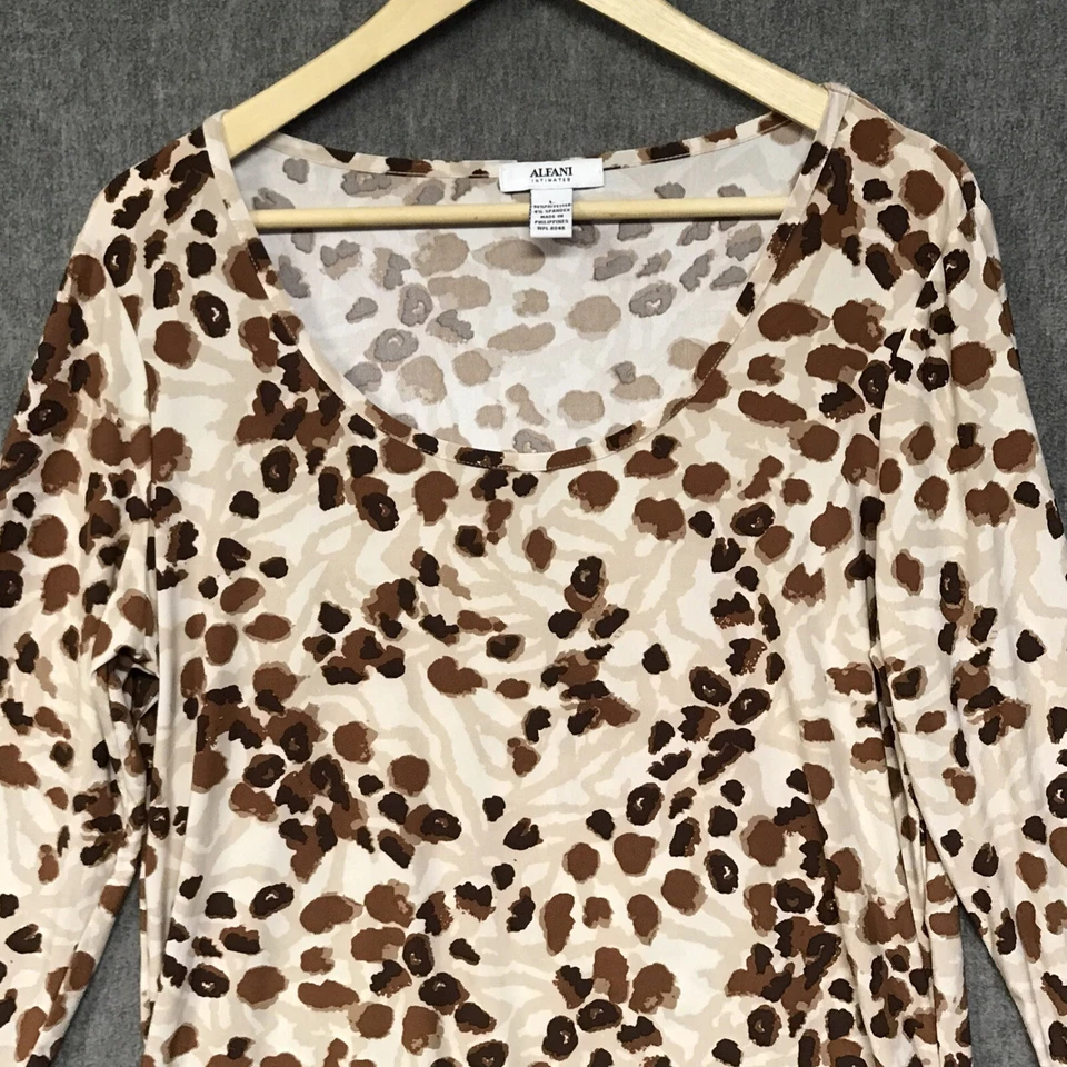 Top de pijama Alfani para mujer grande manga larga elástico camisa para dormir informal Foto 2 de 4