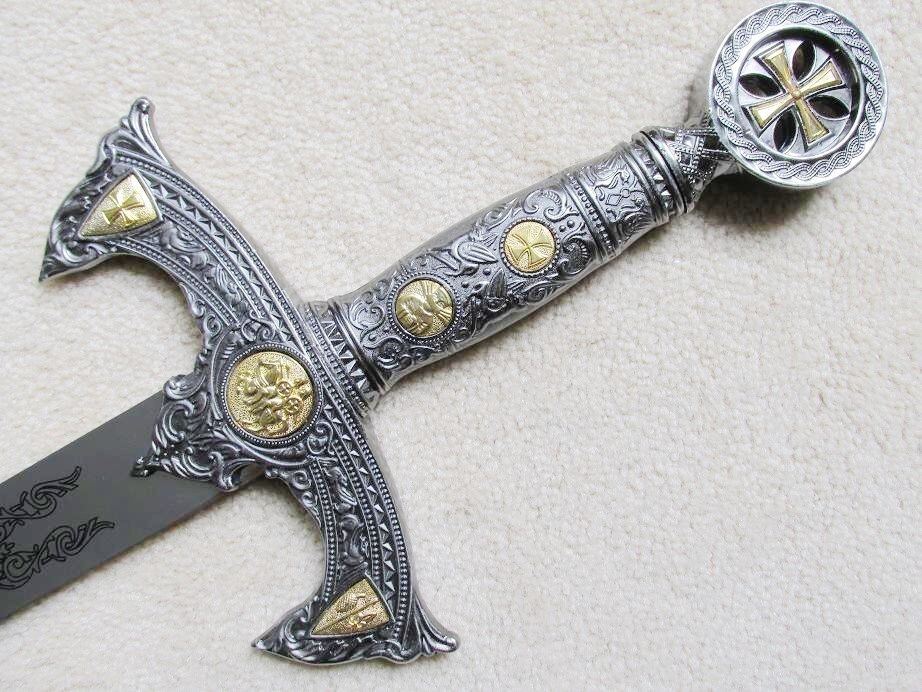 S0173 MEDIEVAL 12TH CENTURY ESPADA TEMPLAR KNIGHTS CRUSADER SWORD W/ PLAQUE 48