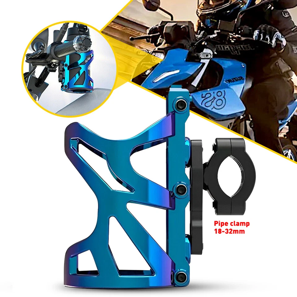 Adjustable Motorcycle Handlebar Cup Holder Mount Drink Water Bottle For ATV Bike - Imagem 2 de 4