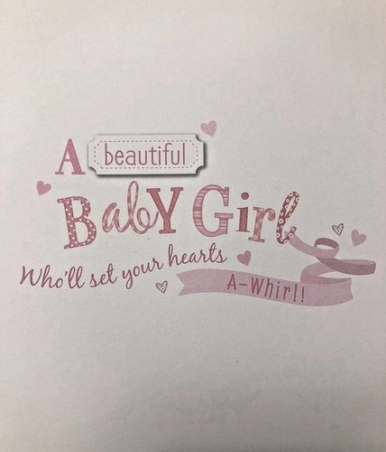 congratulations pink baby girl card with teddy bear - Picture 4 of 4