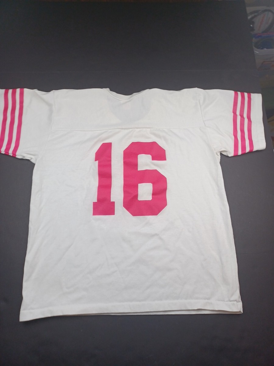 Vtg Rawlings San Francisco 49ers #16 Football T-Shirt Pink White