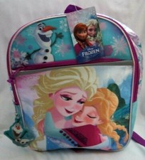 Disney Frozen Anna Elsa Hugging 16" Satin Look Backpack with 2 Compartments-New 